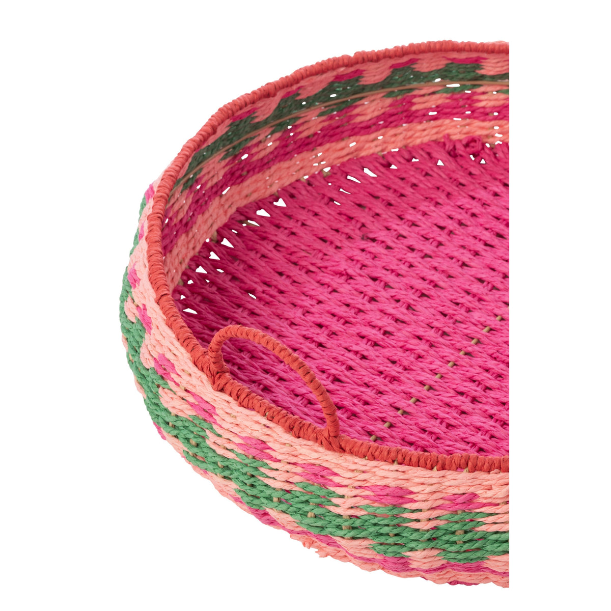 Juego de 2 bandejas decorativas redondas con asas, de papel, multicolor