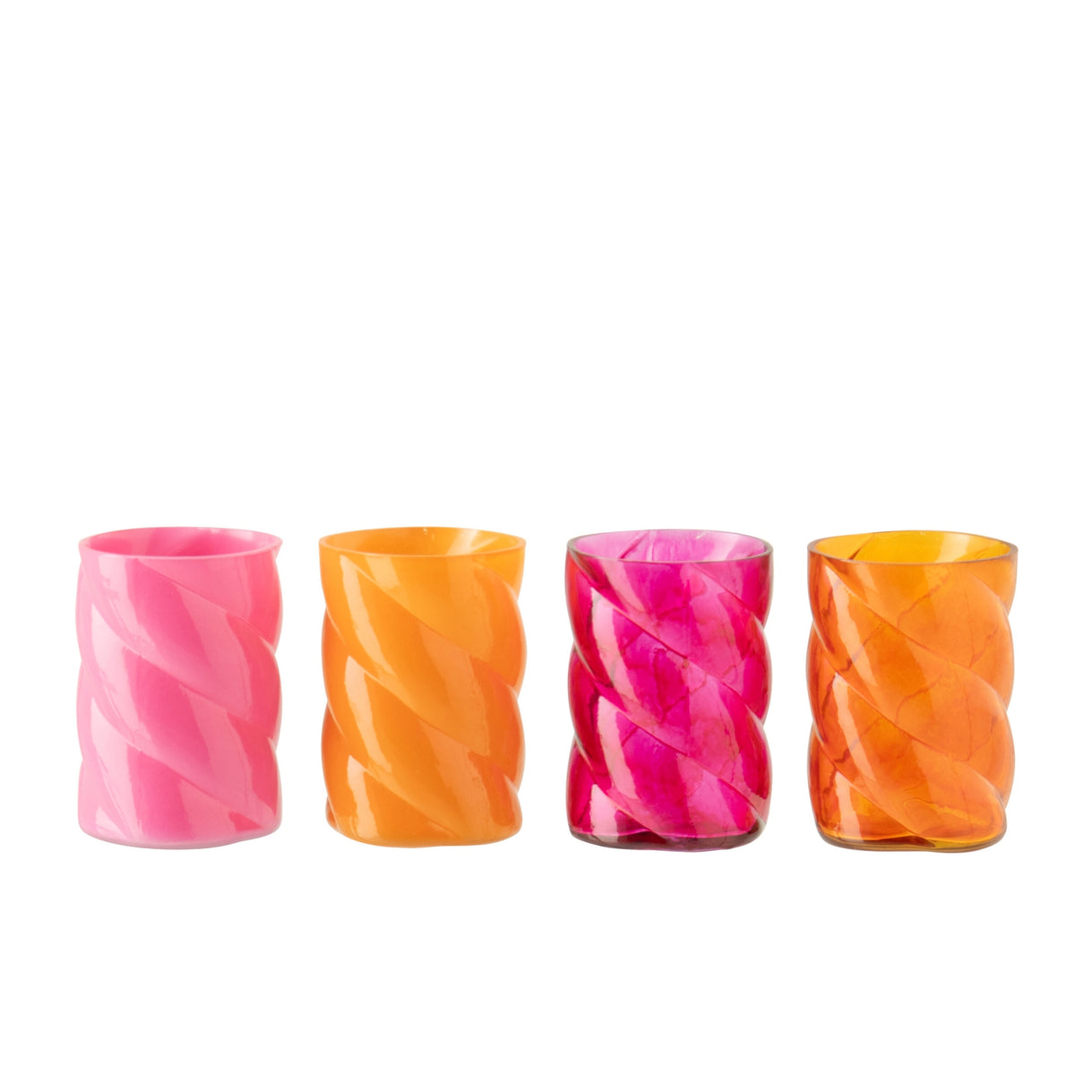 Portavelas de cristal naranja/rosa, surtido pequeño de 4 unidades, J-Line