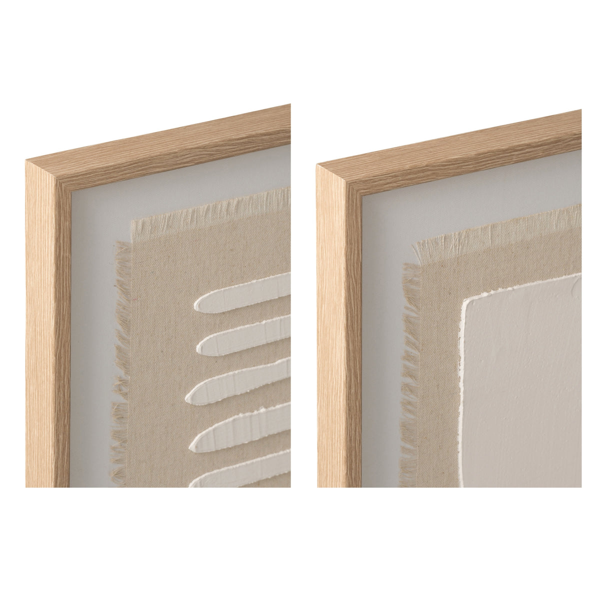 Decoración de pared Lienzo abstracto Natural/Blanco Surtido de 2 J-Line