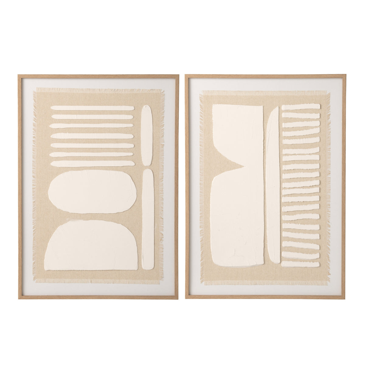 Decoración de pared Lienzo abstracto Natural/Blanco Surtido de 2 J-Line