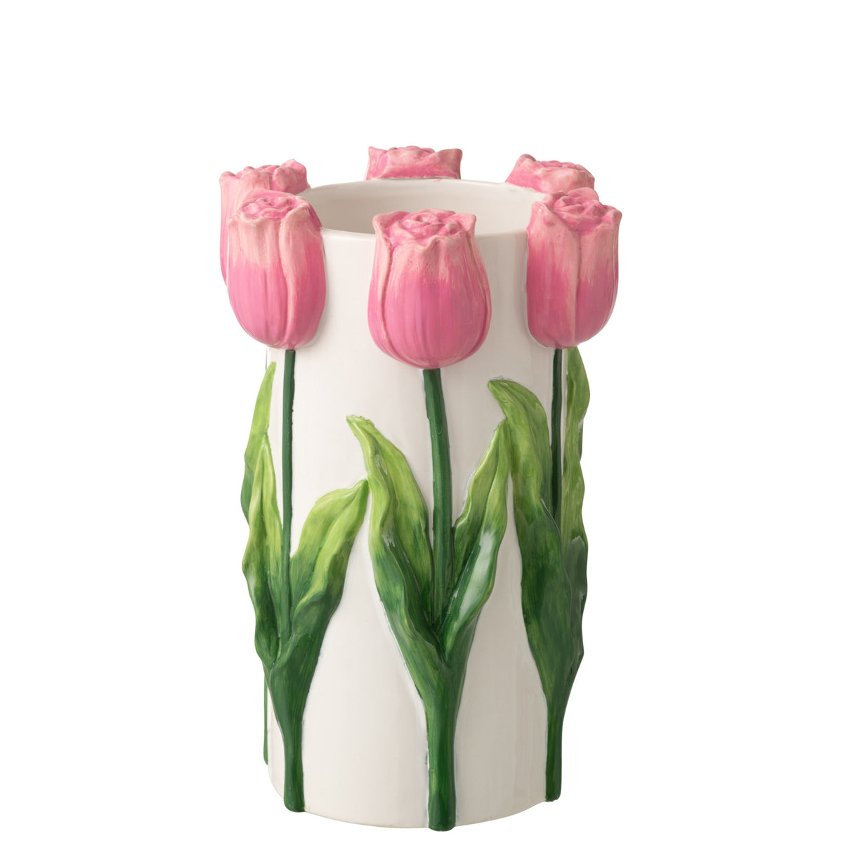 Jarrón Tulipán Cerámica Blanco/Rosa Claro Grande J-Line