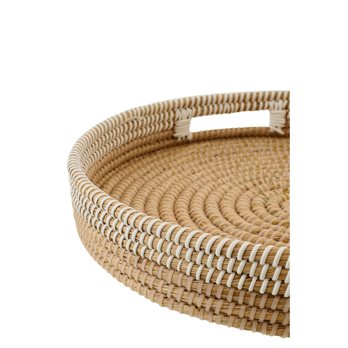 Juego de 2 bandejas decorativas de ratán natural/blanco J-Line