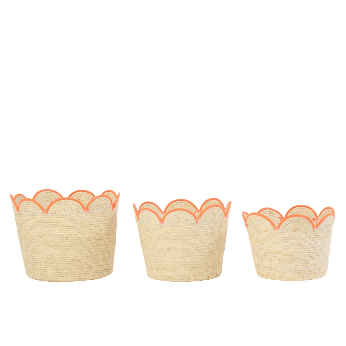 Juego de 3 cestas de flores de maíz natural/naranja J-Line