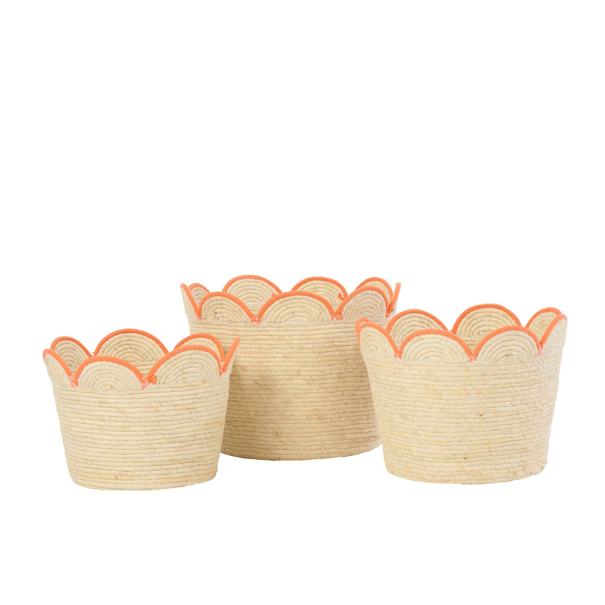 Juego de 3 cestas de flores de maíz natural/naranja J-Line