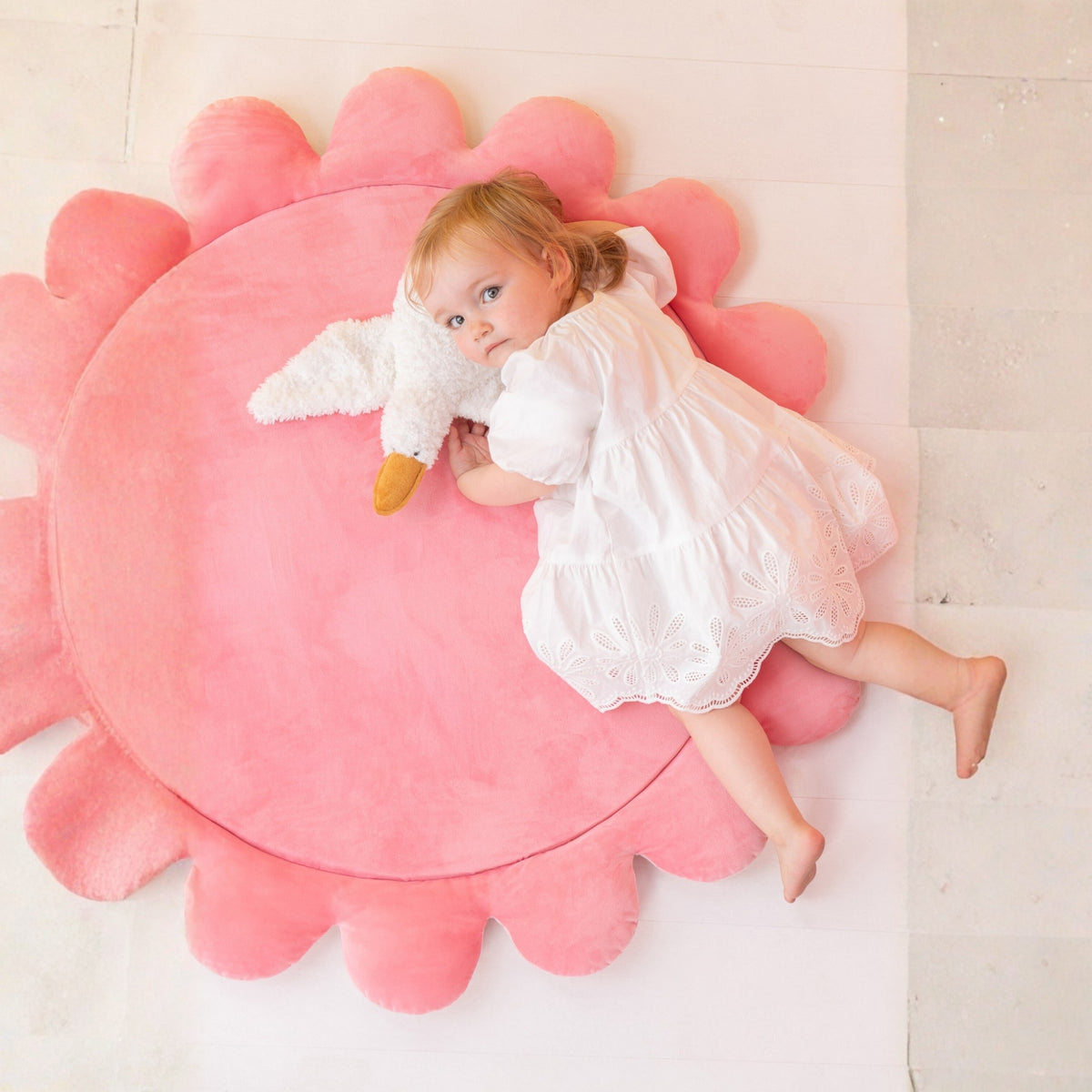 Alfombra de juegos Flor Poliéster Rosa oscuro/Rosa claro J-Line