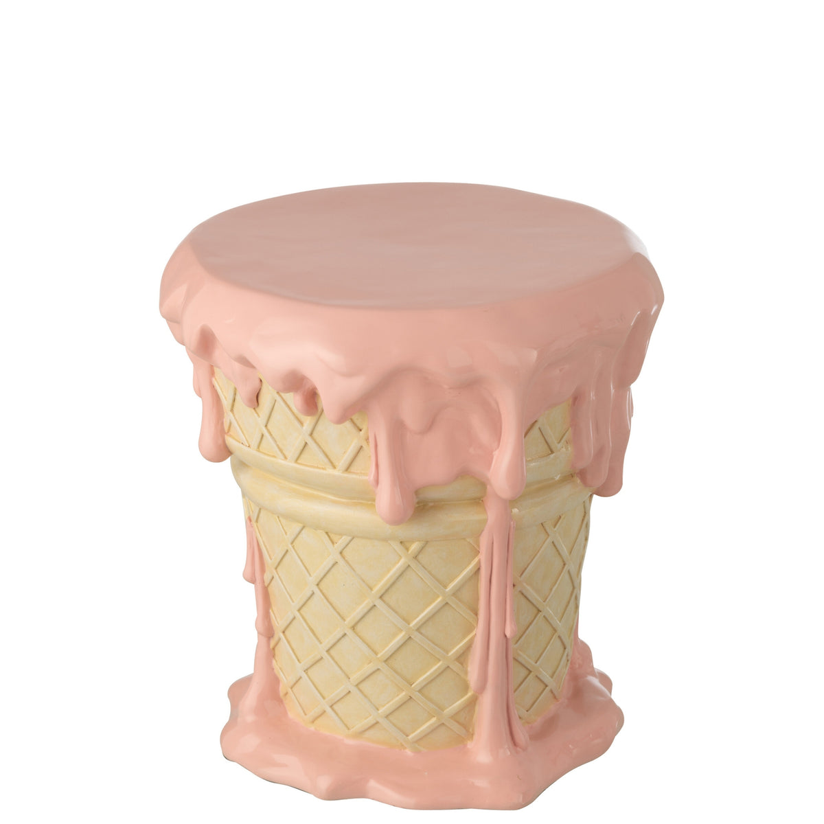 Mesa auxiliar Helado de polirresina rosa claro/beige J-Line