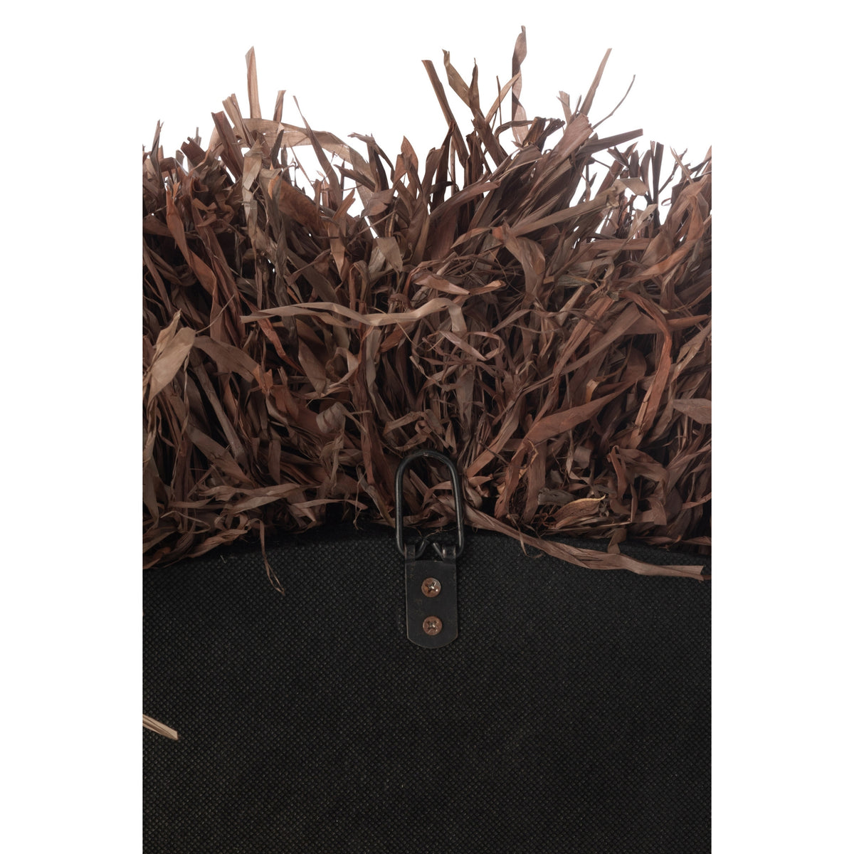 Espejo de pared redondo de sisal marrón oscuro J-Line