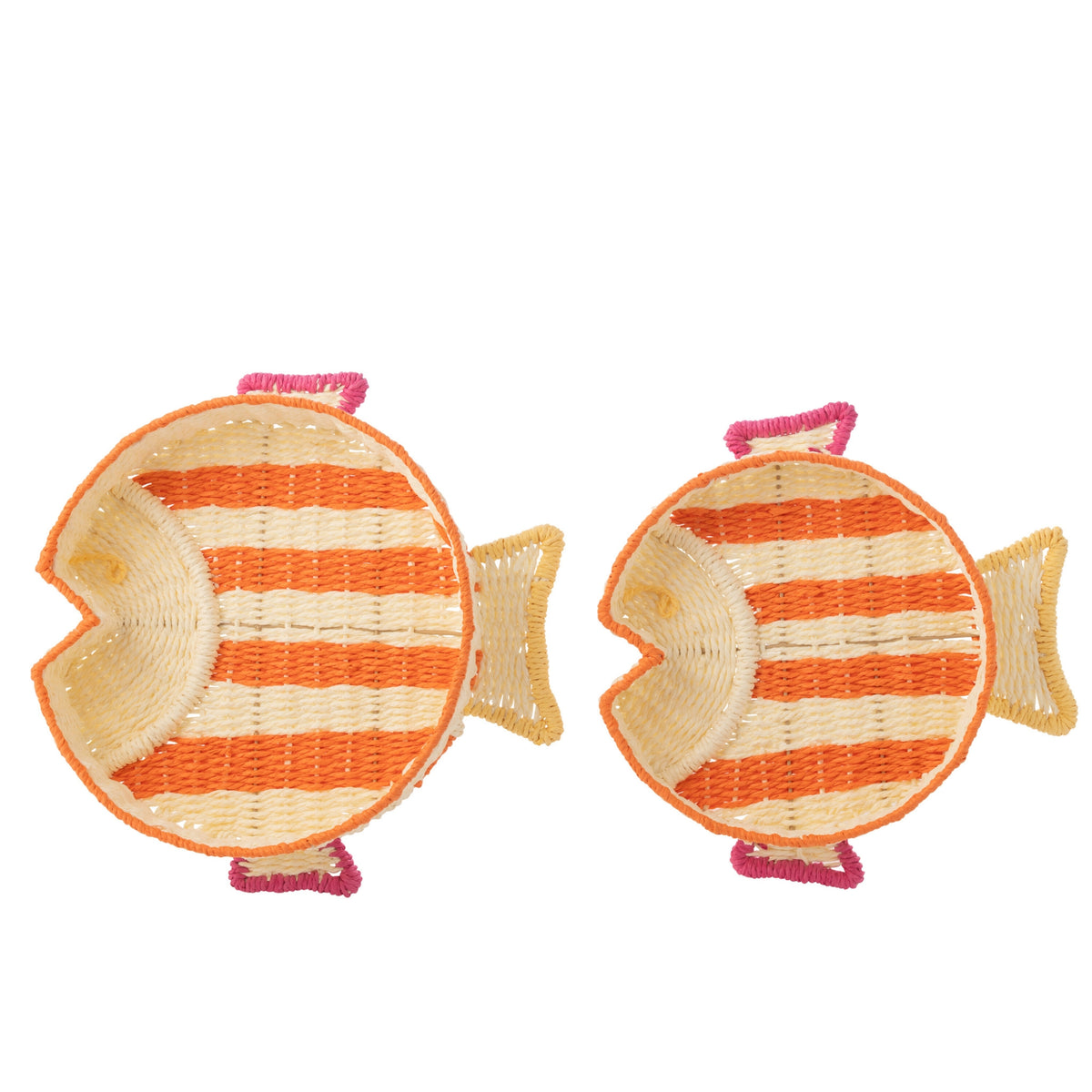 Set de 2 bandejas decorativas de papel a rayas con peces, multicolor, J-Line