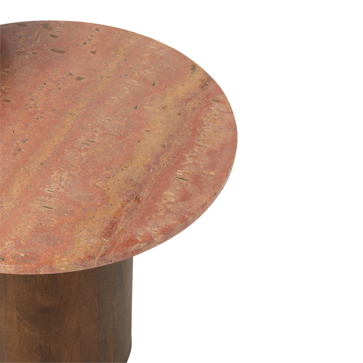 Mesa auxiliar redonda de mármol terracota/marrón oscuro, juego de 2, J-Line