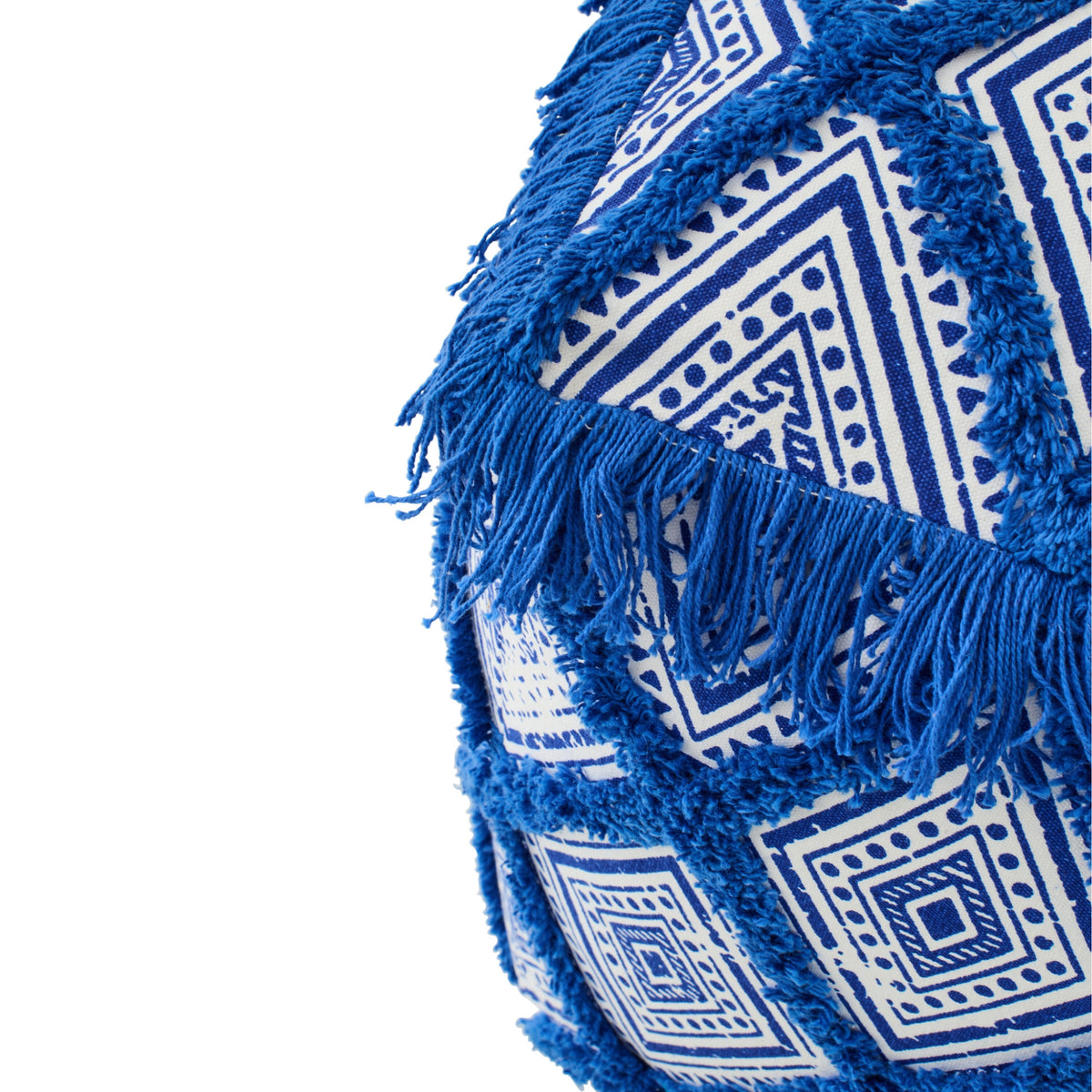 Puf con estampado oriental de algodón azul/blanco J-Line