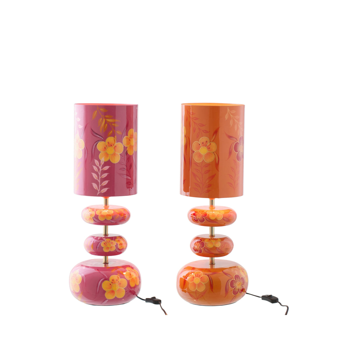 Lámpara Flores Metal Rosa/Naranja Surtido De 2 J-Line