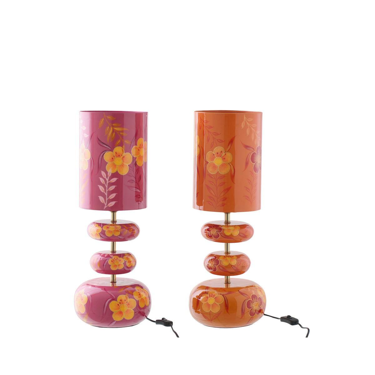 Lámpara Flores Metal Rosa/Naranja Surtido De 2 J-Line