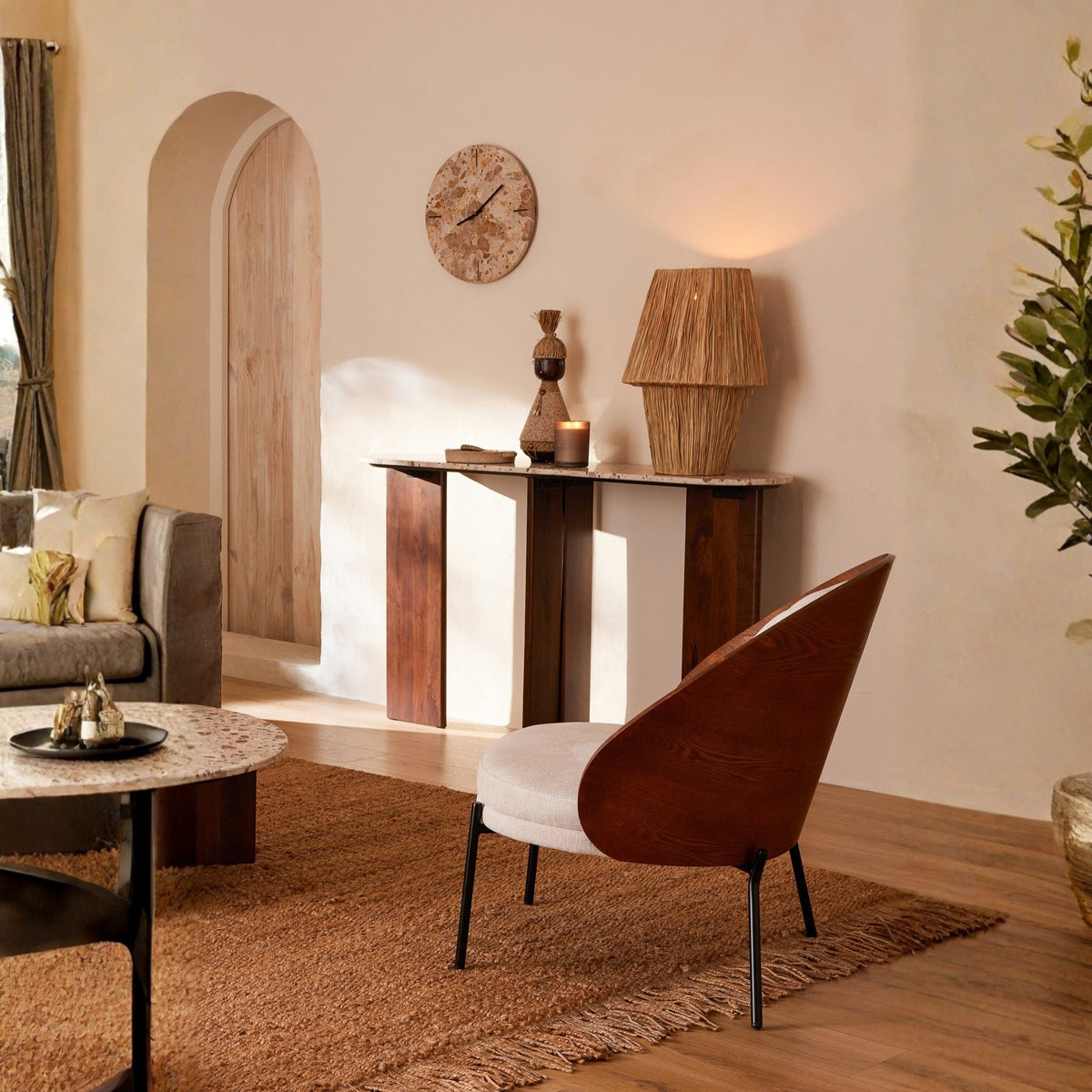 Mesa auxiliar Mathilde Mármol Natural/Beige J-Line