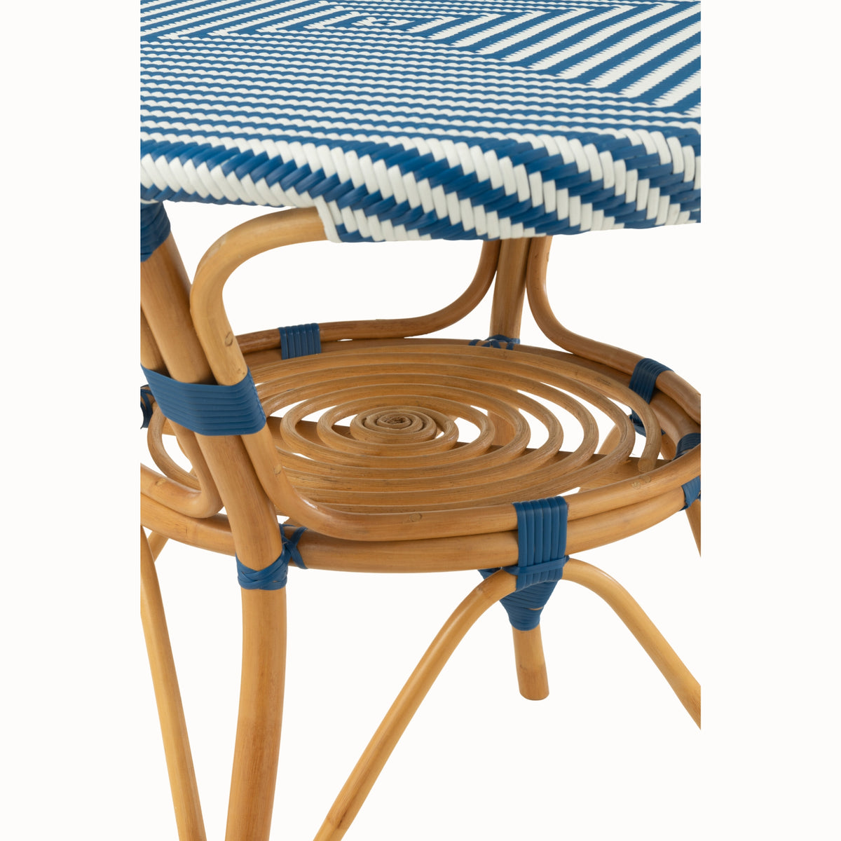Mesa de comedor de ratán azul/blanco J-Line