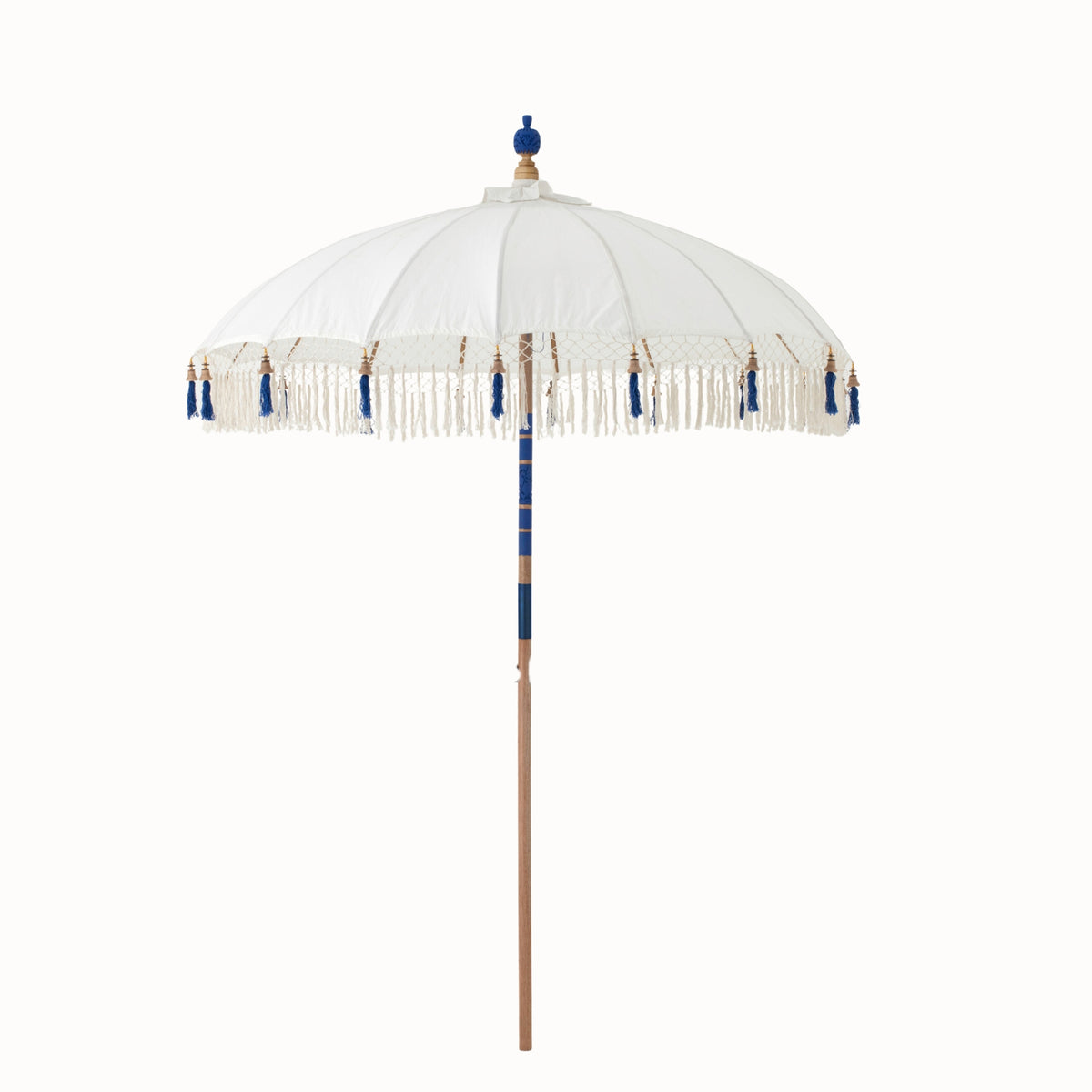 Sombrilla Flavie Madera/Algodón Crudo/Azul J-Line