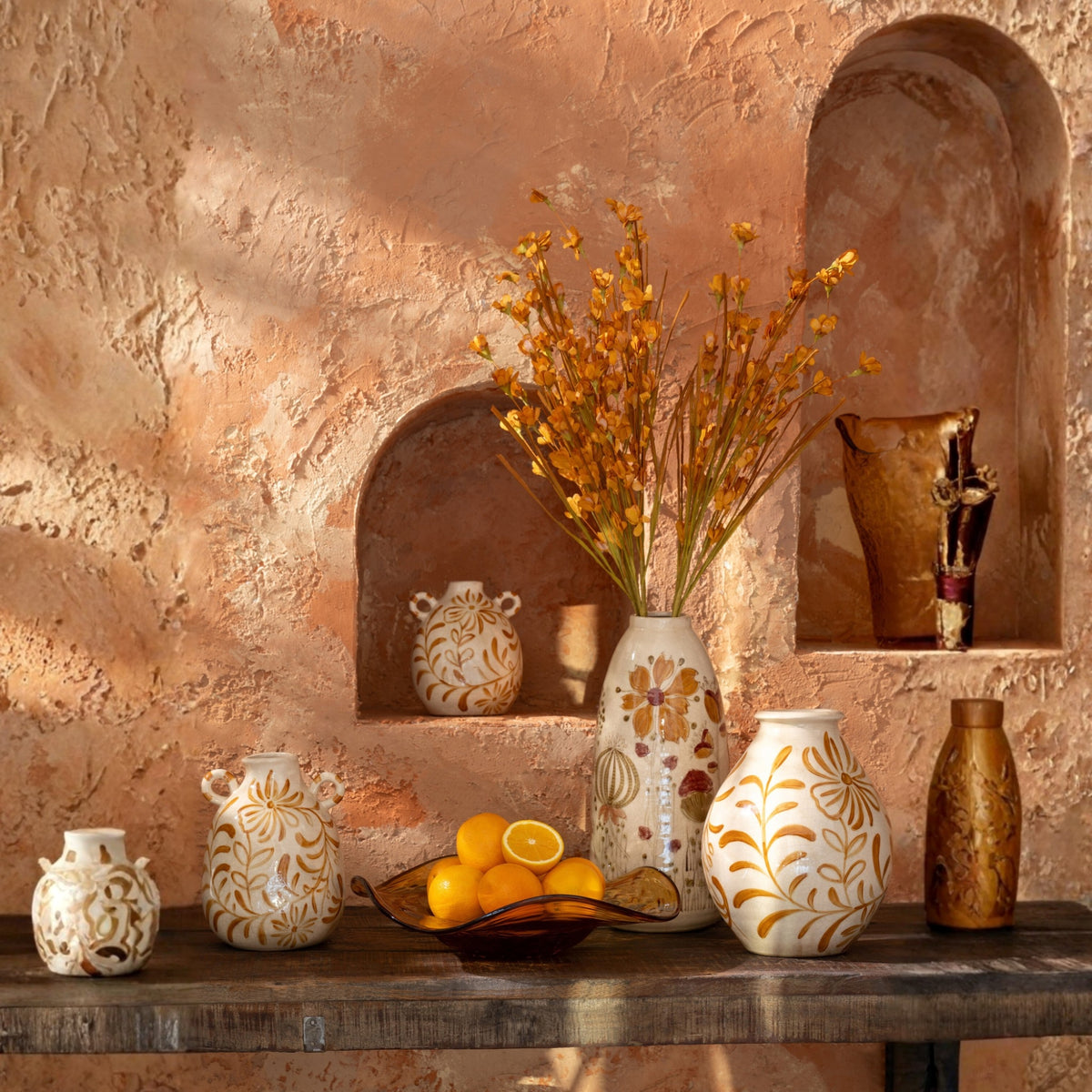 Plato decorativo irregular de vidrio Caramel J-Line