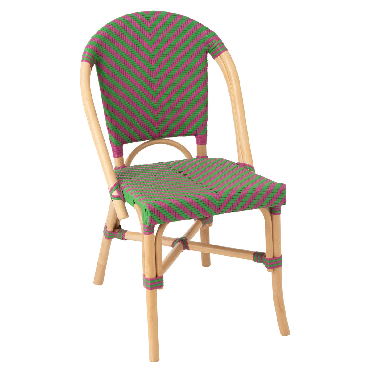 Silla de exterior Geo redonda de ratán rosa/verde J-Line