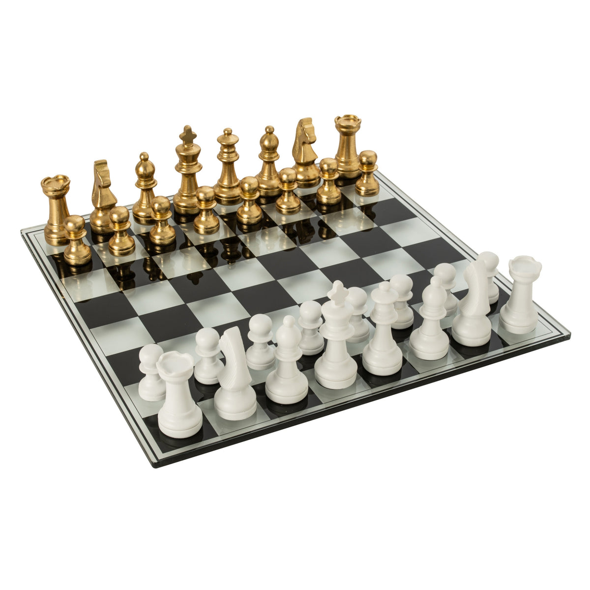 Juego de ajedrez Plateay de polirresina blanco/dorado J-Line