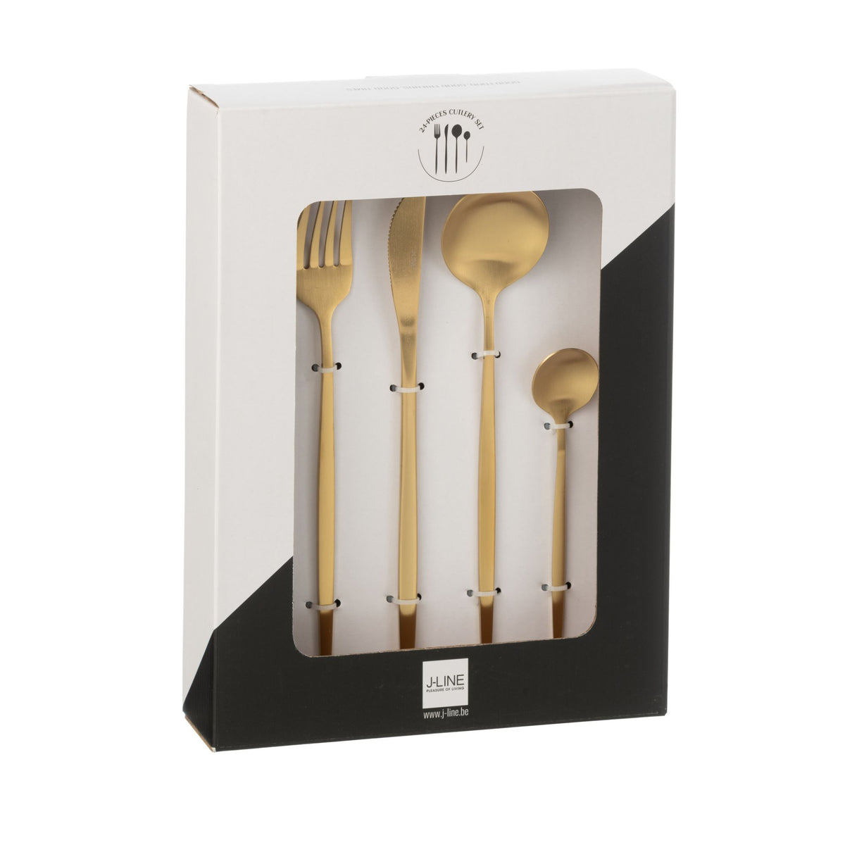 Set de cubiertos Box A 24 Piezas Acero Inoxidable Dorado Mate J-Line