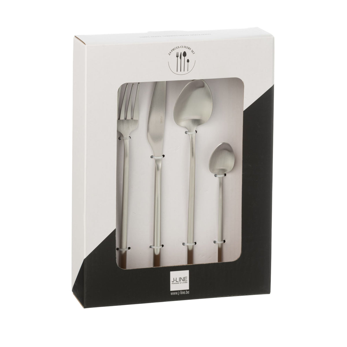 Set de cubiertos Box C 24 piezas Acero inoxidable Plata mate J-Line
