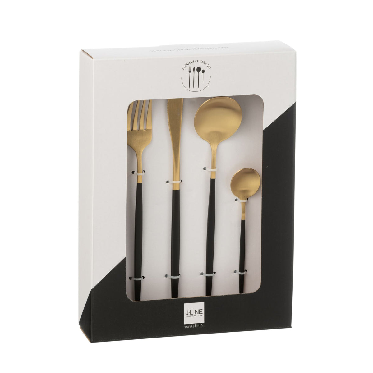 Set de cubiertos Box A 24 Piezas Acero Inoxidable Dorado Negro J-Line