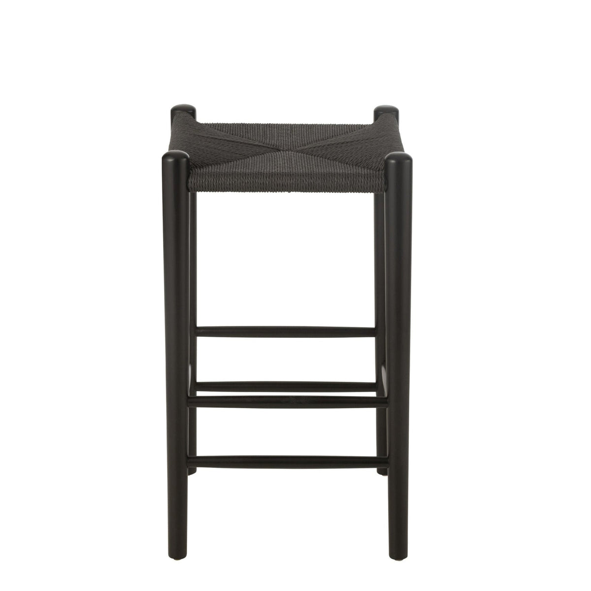 Taburete de bar Oriental Madera de haya/Cuerda Negro J-Line