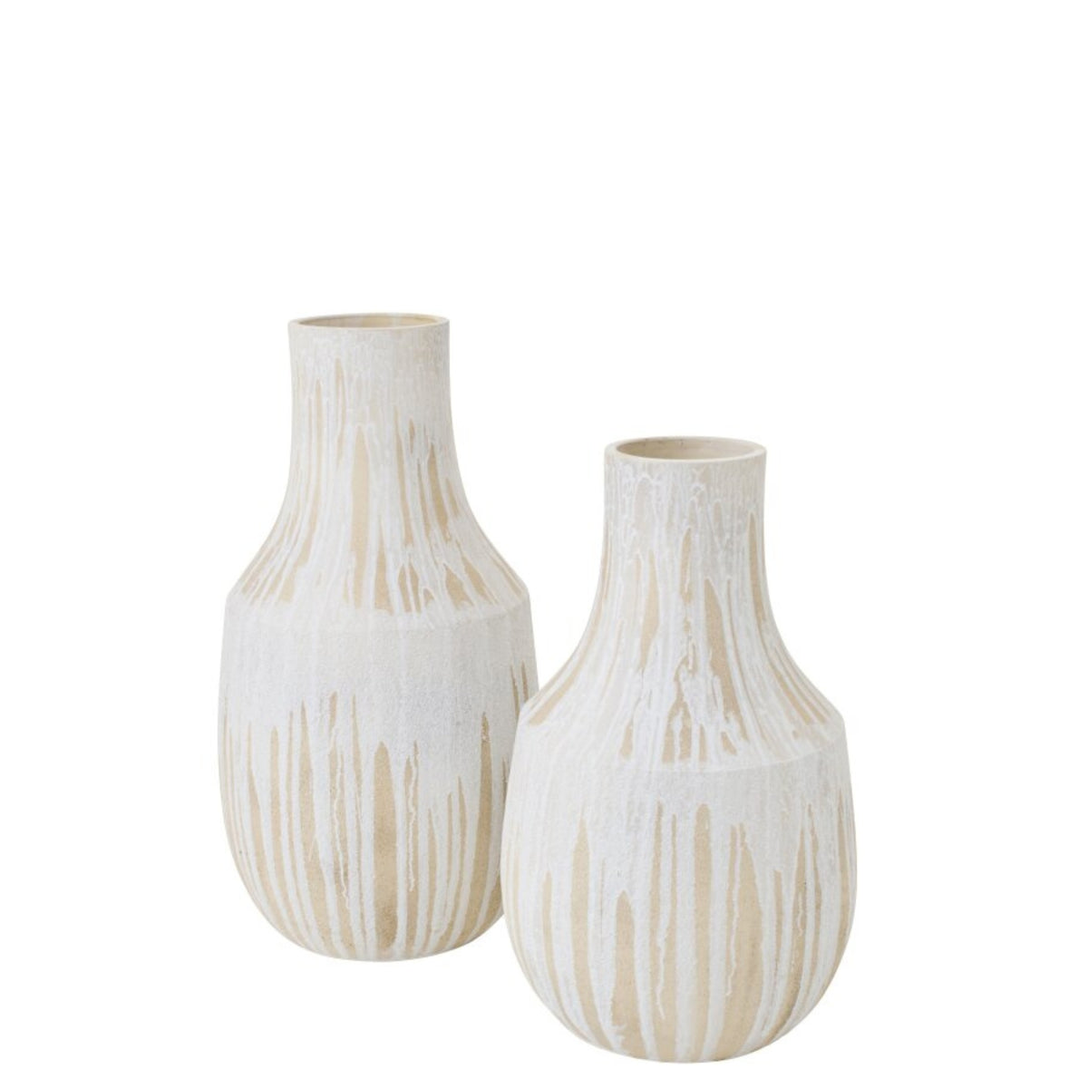 Jarrón de suelo de cerámica blanco/beige claro grande J-Line