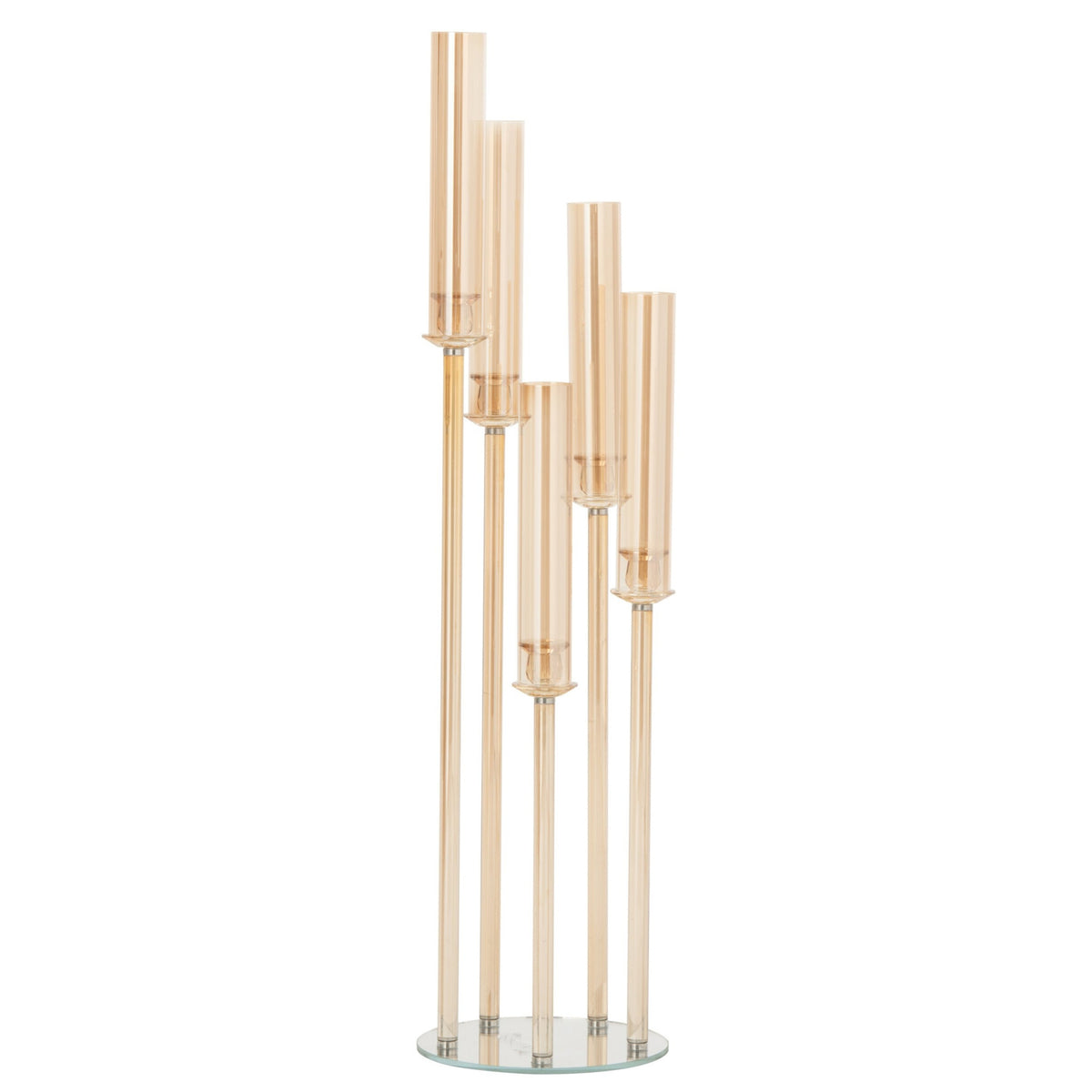 Portavelas de cristal dorado J-Line