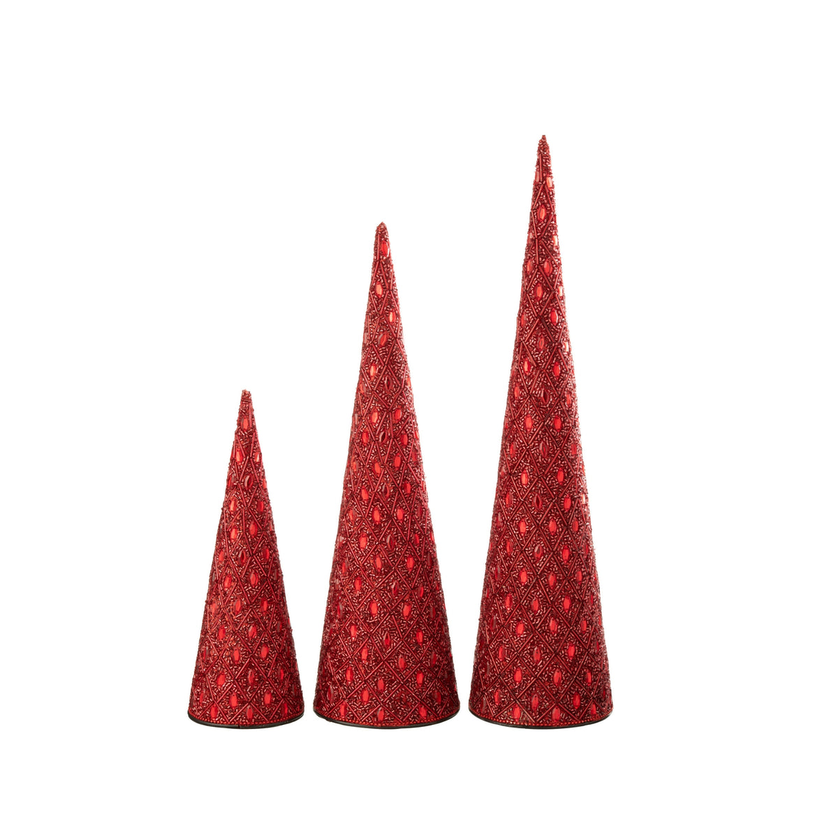Set de 3 conos de hierro/canicas rojo navideño J-Line