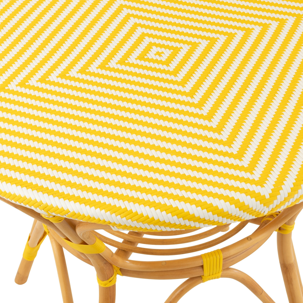 Mesa de comedor de ratán amarillo/blanco J-Line