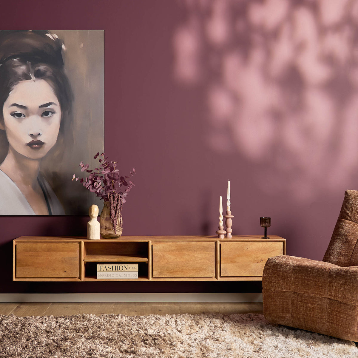 Mueble de TV suspendido Ambiance Madera de Mango Natural 200cm Starfurn