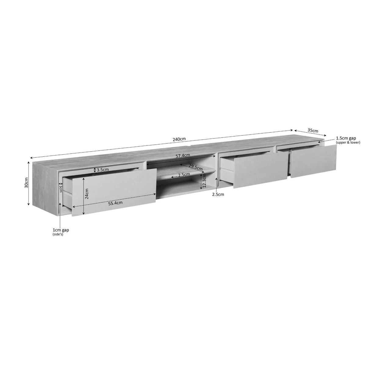 Mueble de TV suspendido Ambiance Madera de Mango Marrón 240cm Starfurn