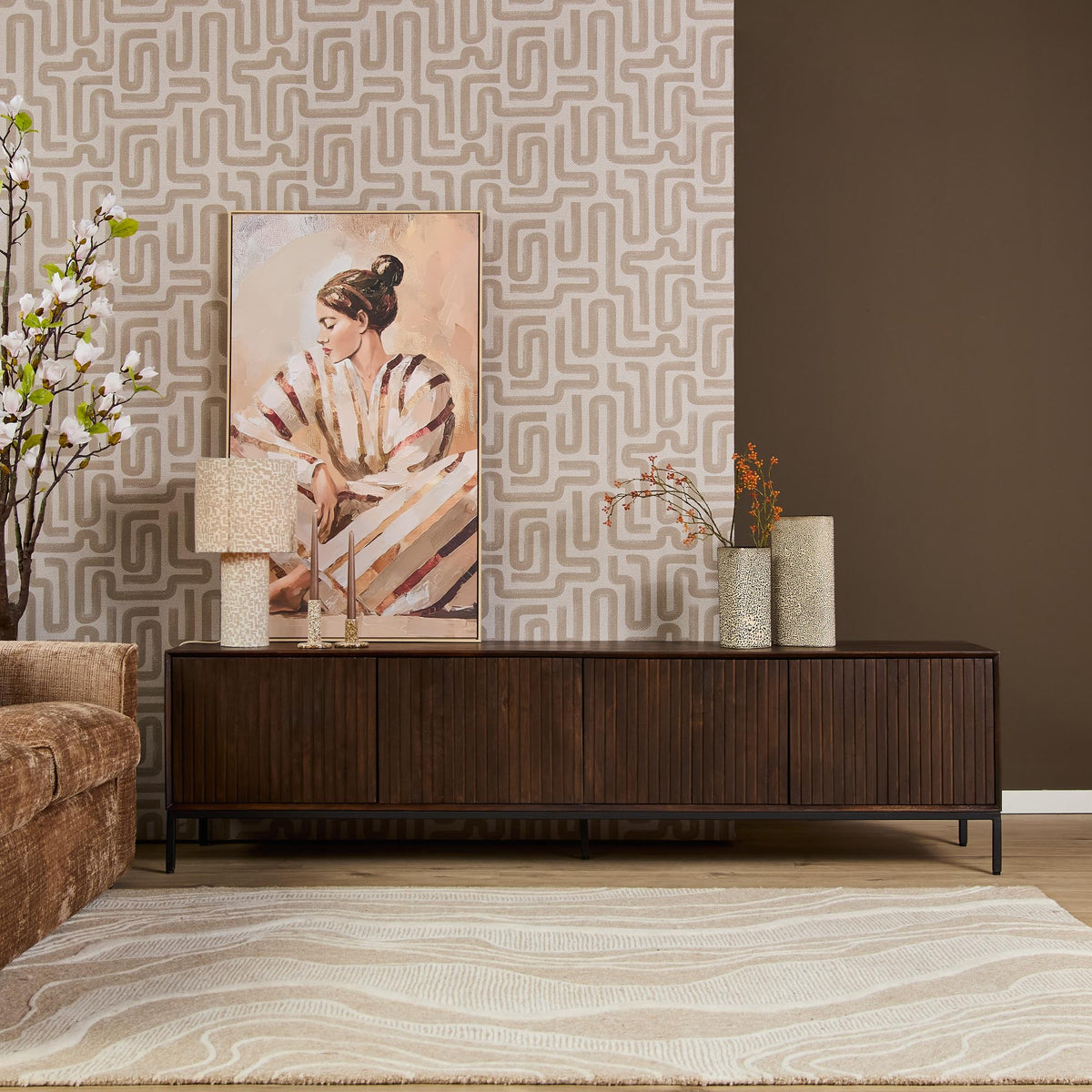 Mueble de TV Madison Madera de Mango Marrón 210cm Starfurn