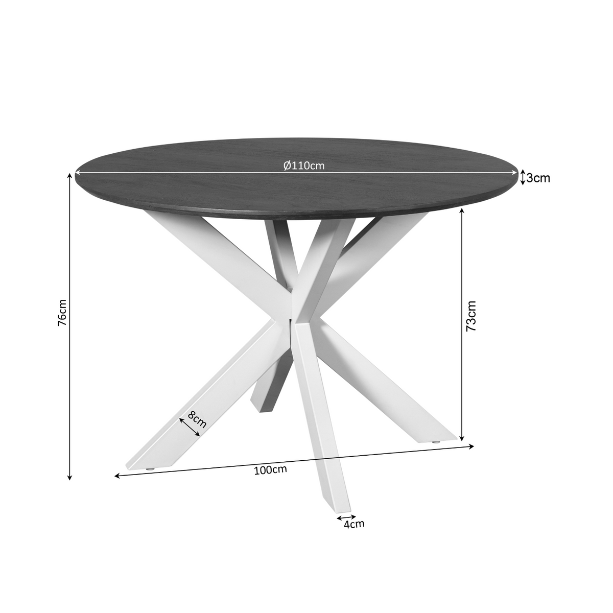 Mesa de comedor Madison Madera de mango Natural Redonda 110cm Starfurn
