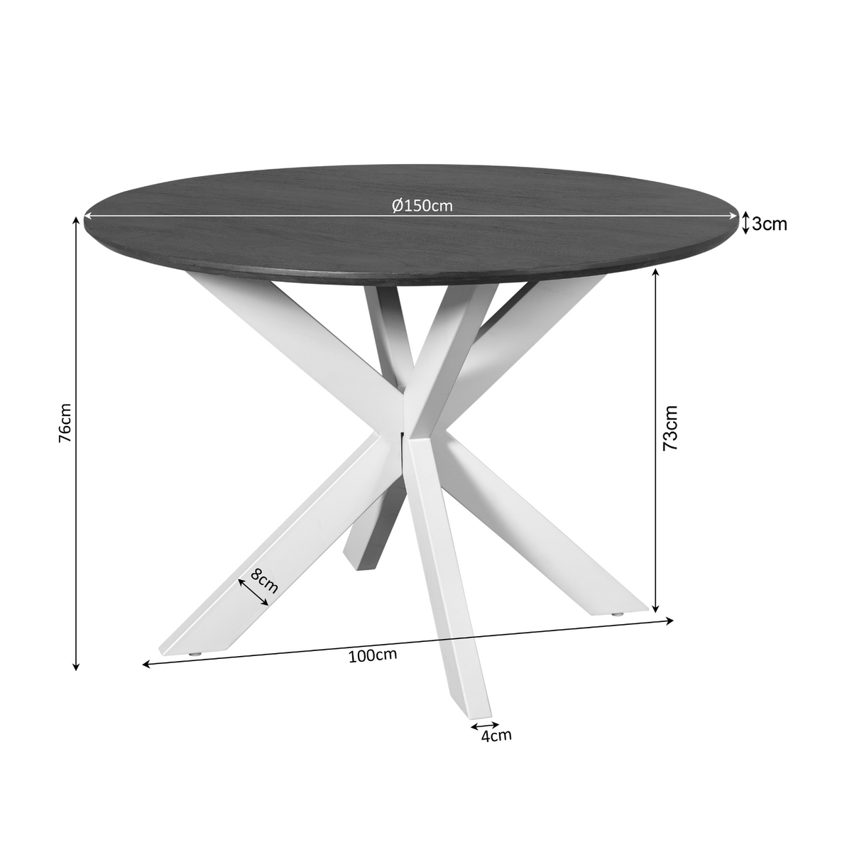 Mesa de comedor Madison Madera de mango Natural Redonda 150cm Starfurn