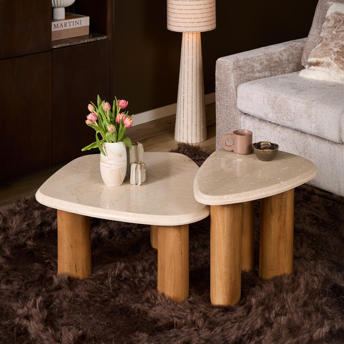 Mesa de centro Nuvé Botticino Mármol Natural 84cm Starfurn