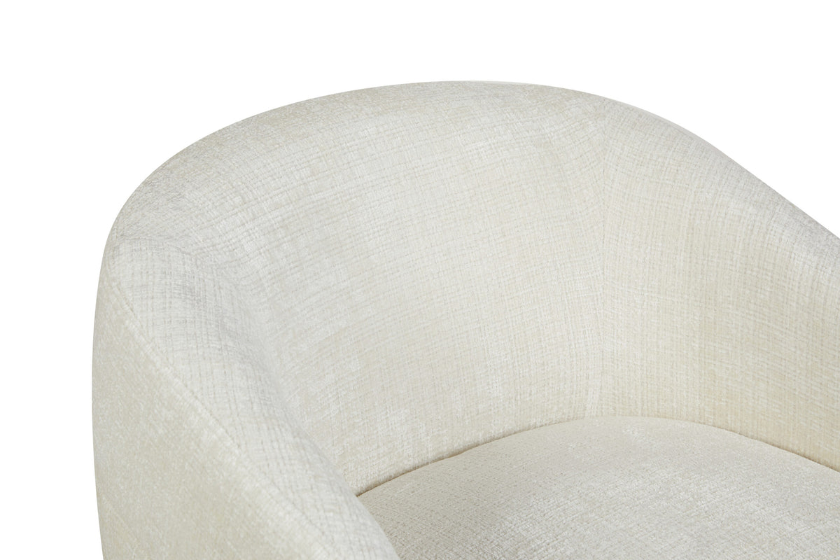 Sillón giratorio Yara de tela color blanco roto Starfurn