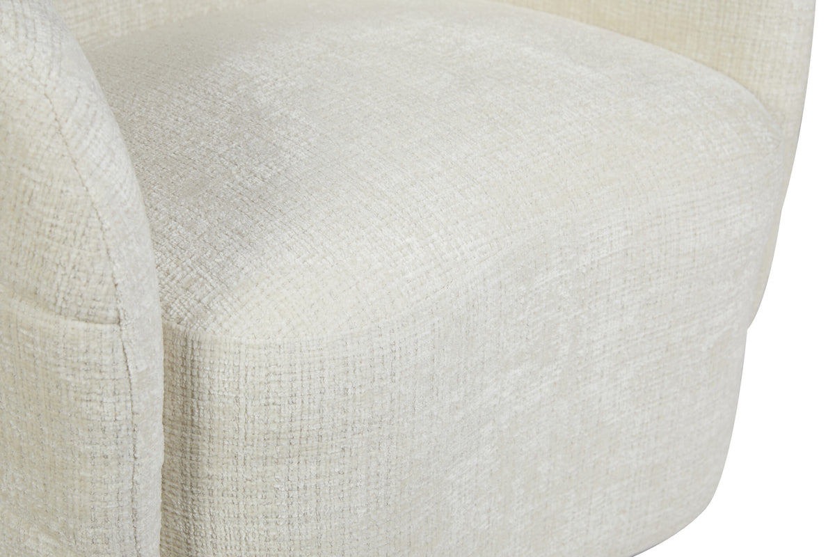 Sillón giratorio Yara de tela color blanco roto Starfurn