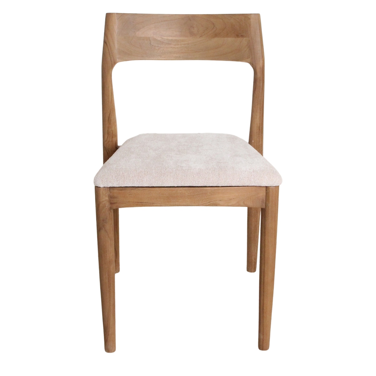 Freya Silla de comedor de teca sin reposabrazos Crema Set de 2 Raw Materials