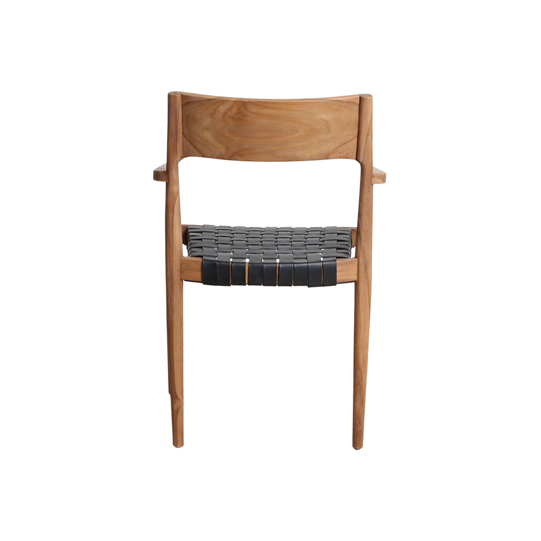 Silla de comedor Freya con reposabrazos, cuero negro, juego de 2, Raw Materials