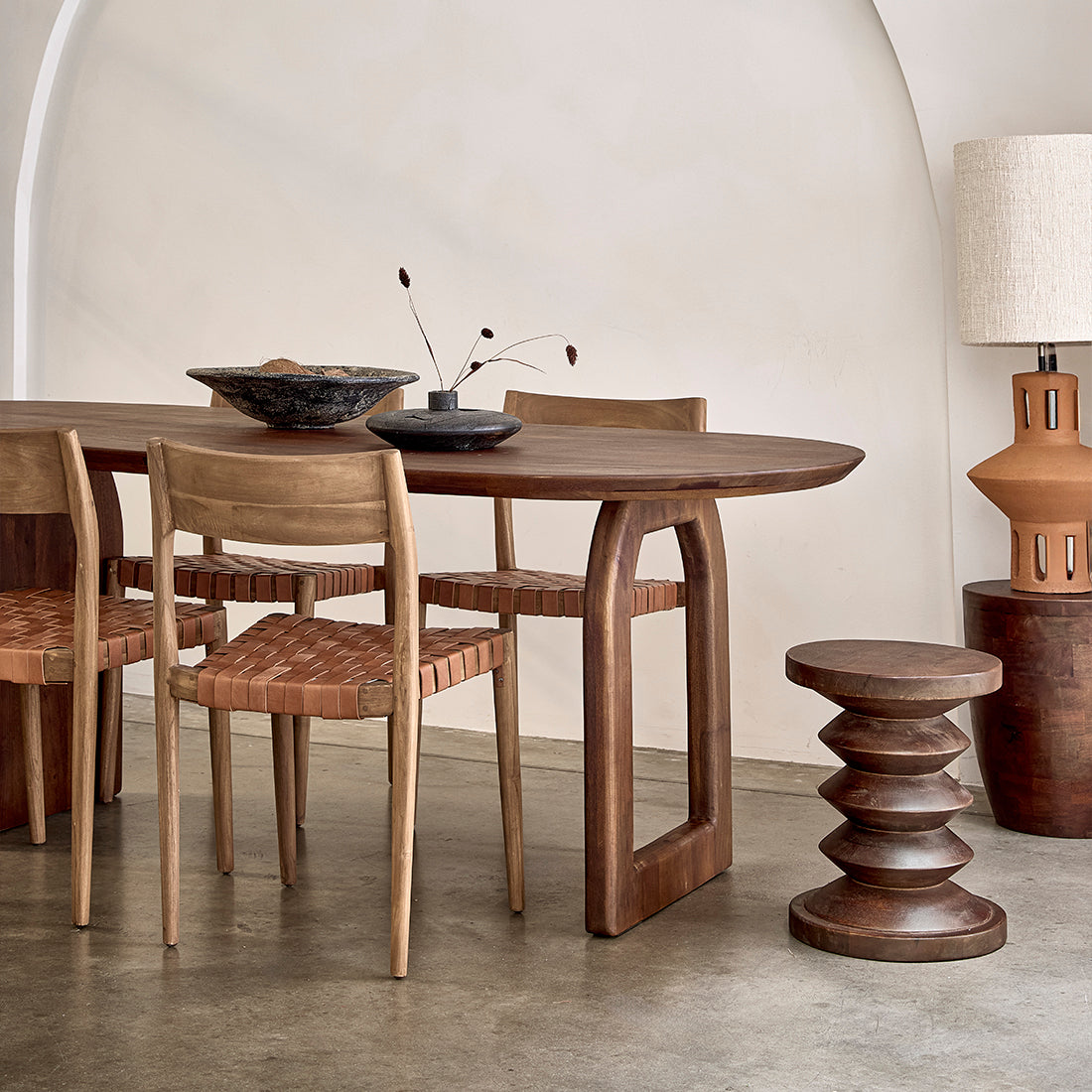 Mesa de comedor Bullnose Mix marrón 240cm Raw Materials