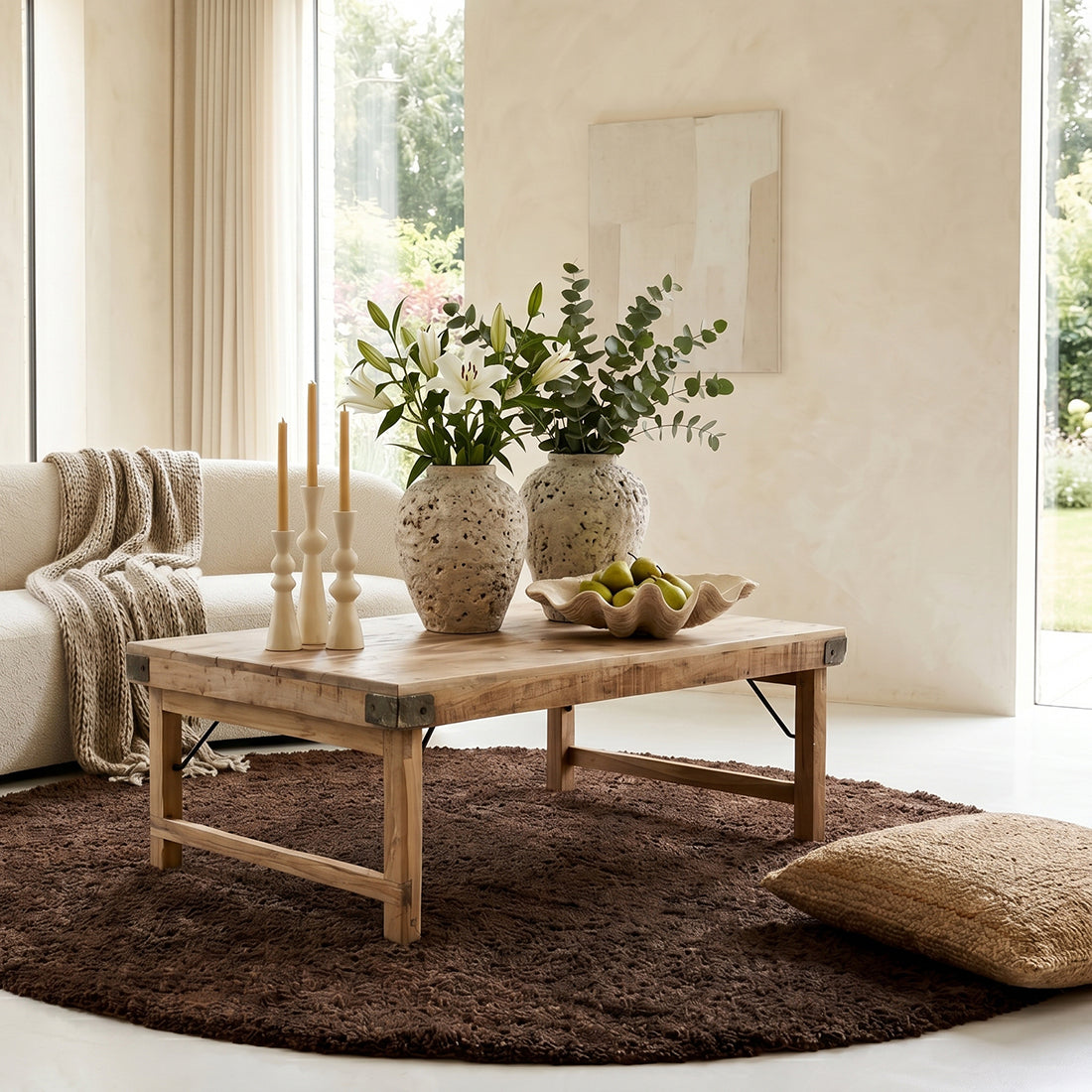Mesa de centro plegable Limewash Raw Materials