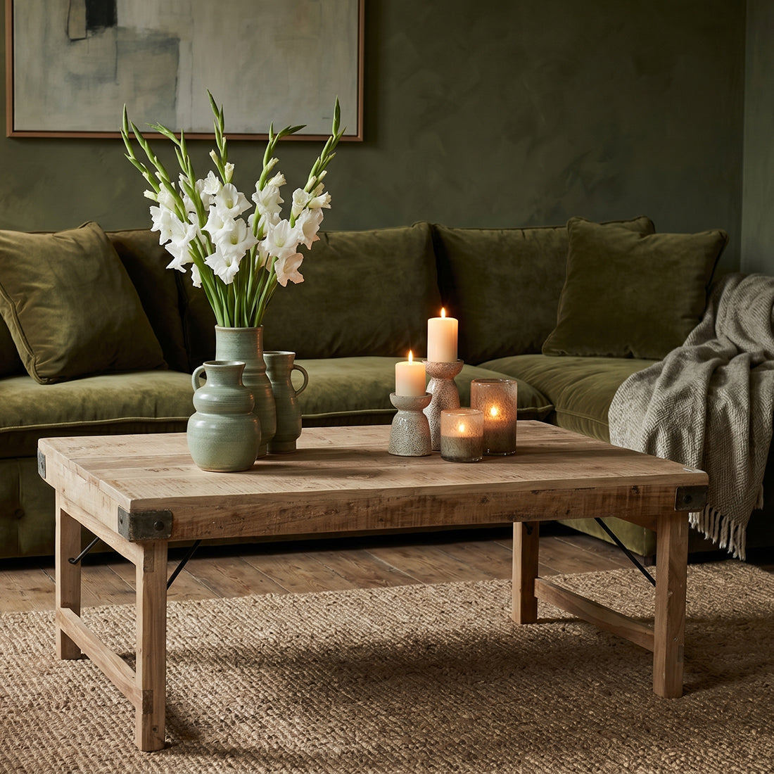 Mesa de centro plegable Limewash Raw Materials