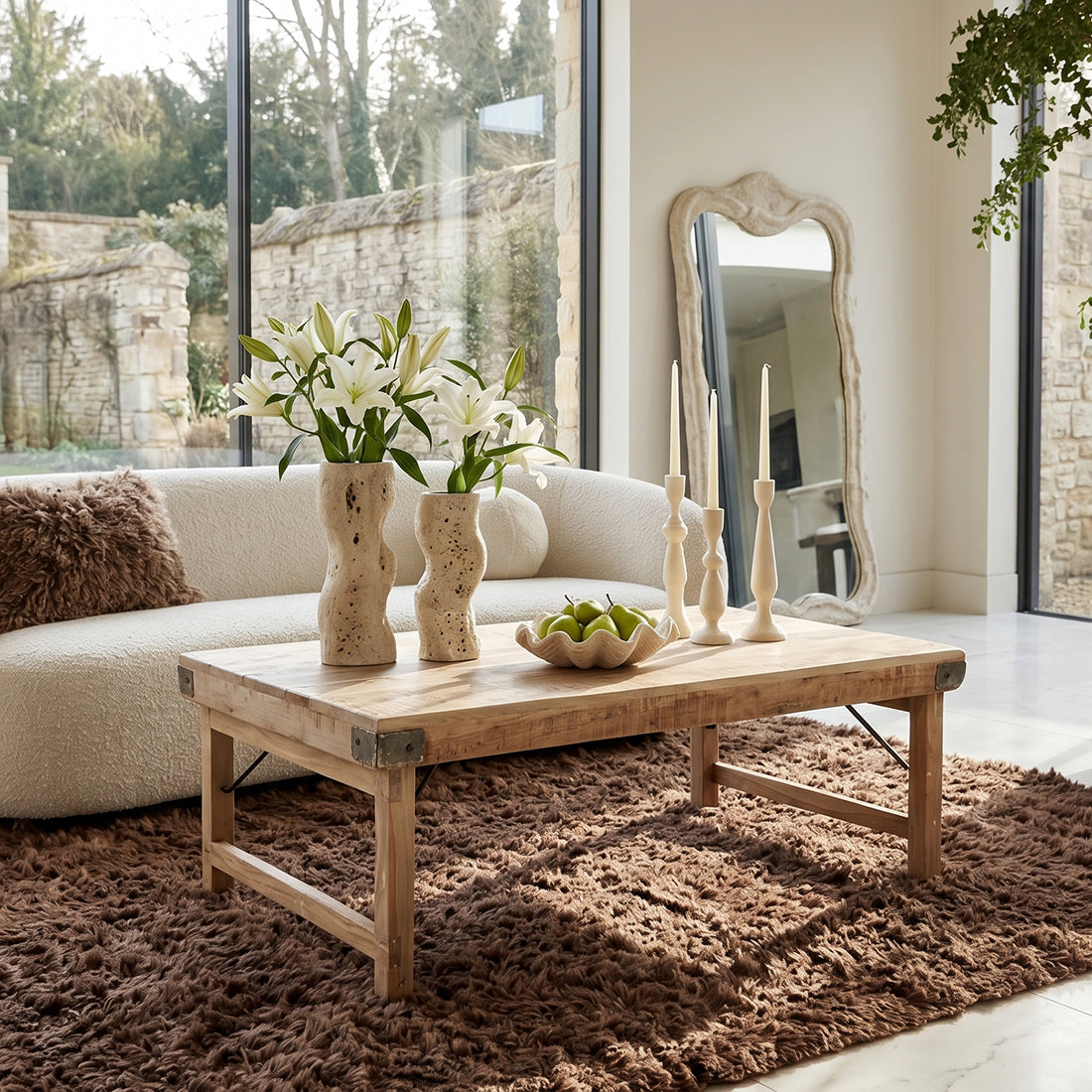 Mesa de centro plegable Limewash Raw Materials