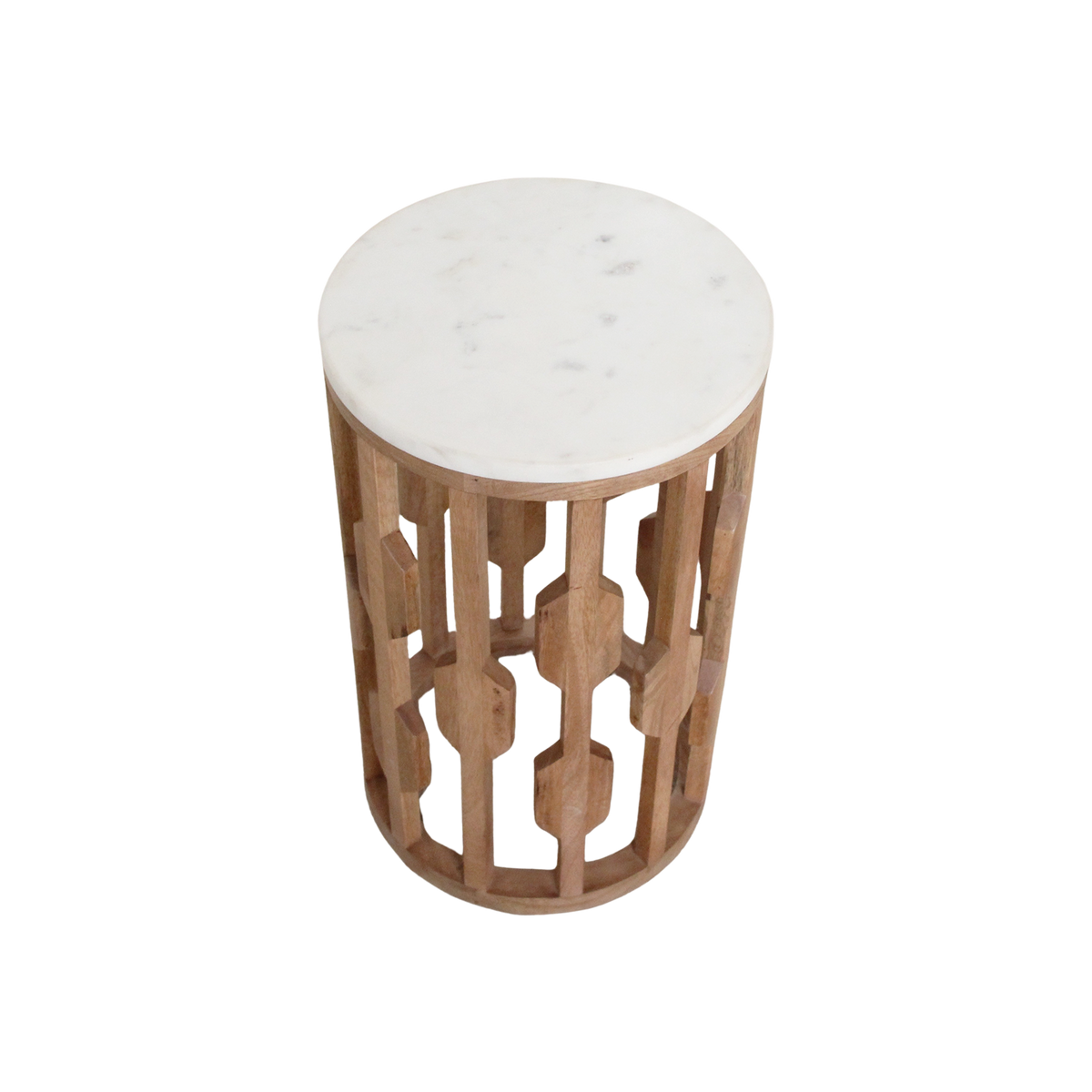 Mesa auxiliar de mármol Atjeh blanca Ø40x50 cm Raw Materials