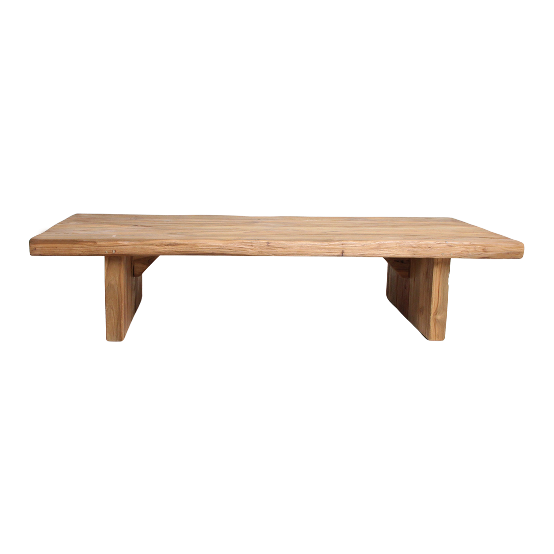 Mesa de centro rectangular de madera de teca, materiales brutos reciclados con certificación FSC