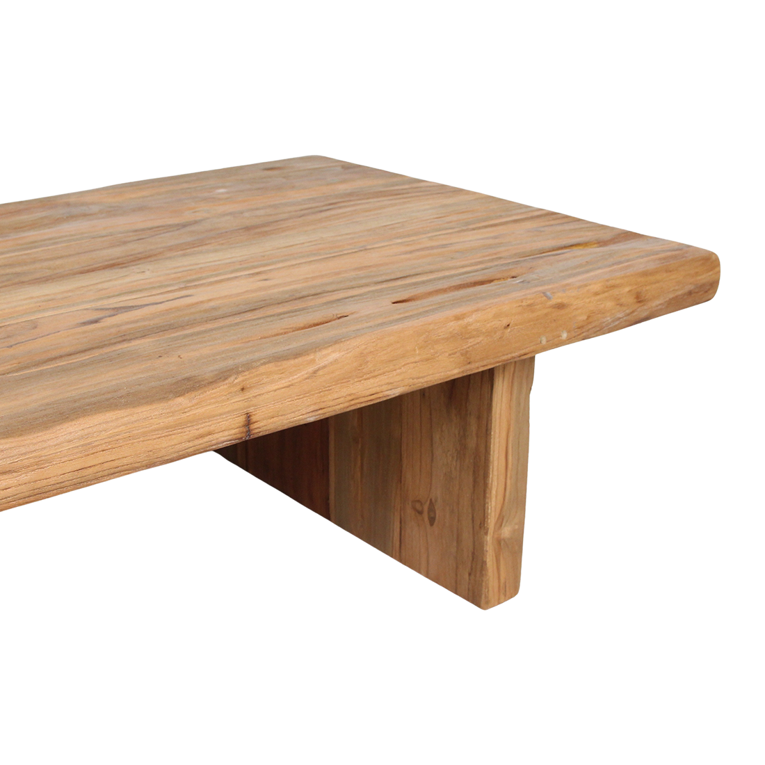 Mesa de centro rectangular de madera de teca, materiales brutos reciclados con certificación FSC
