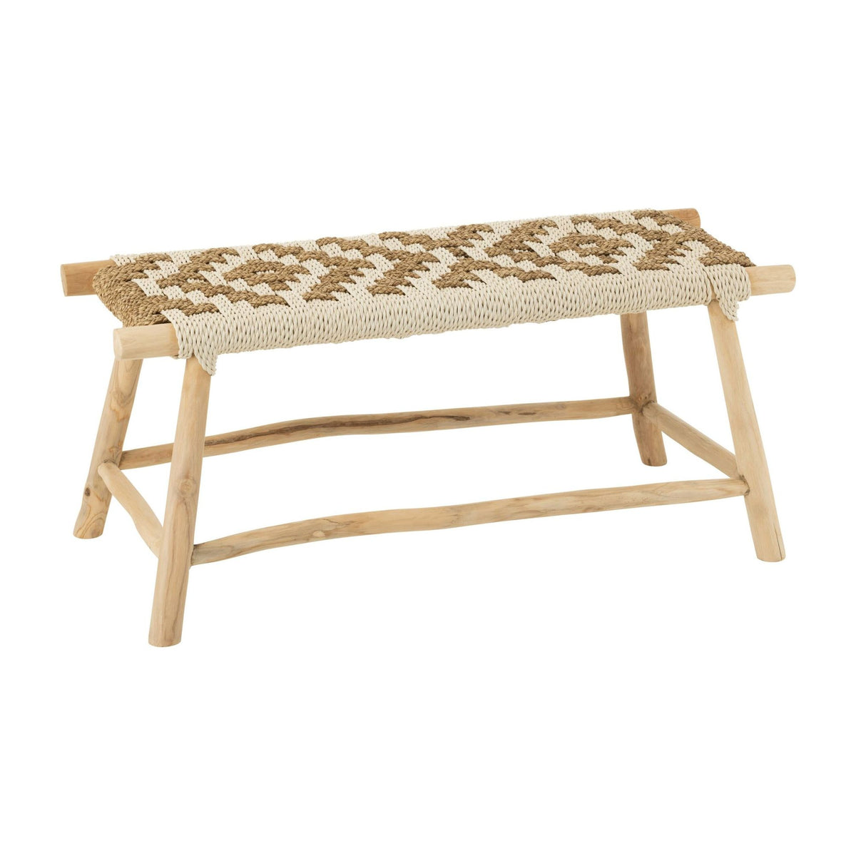 Sofá Waverly Madera de teca/Fibras naturales/Blanco J-Line