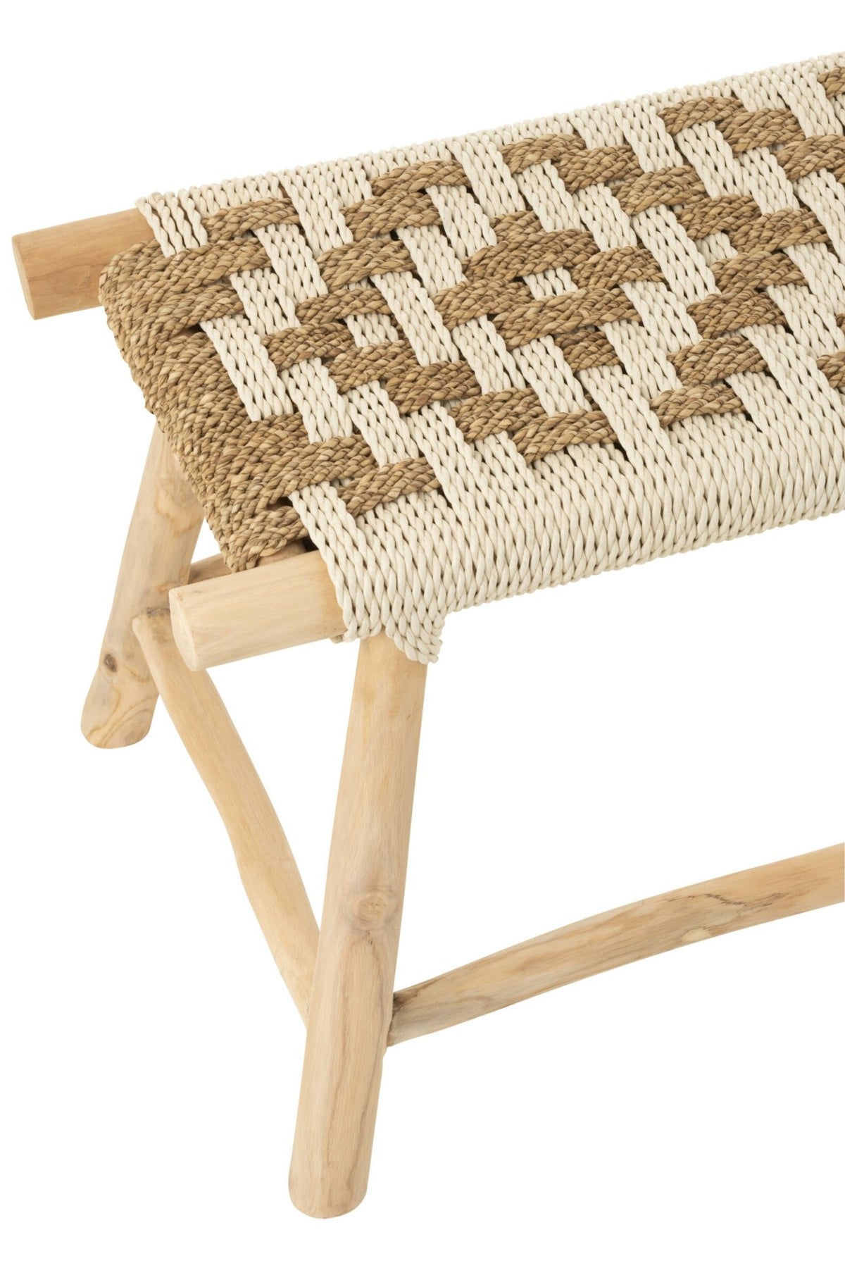 Sofá Waverly Madera de teca/Fibras naturales/Blanco J-Line