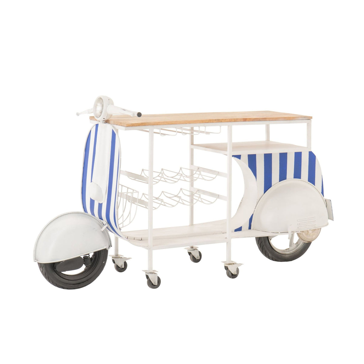 Mueble de bar Retro Scooter Rayado Hierro Azul/Blanco J-Line